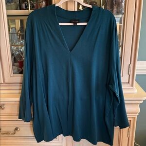 J. Jill Teal V-Neck Blouse